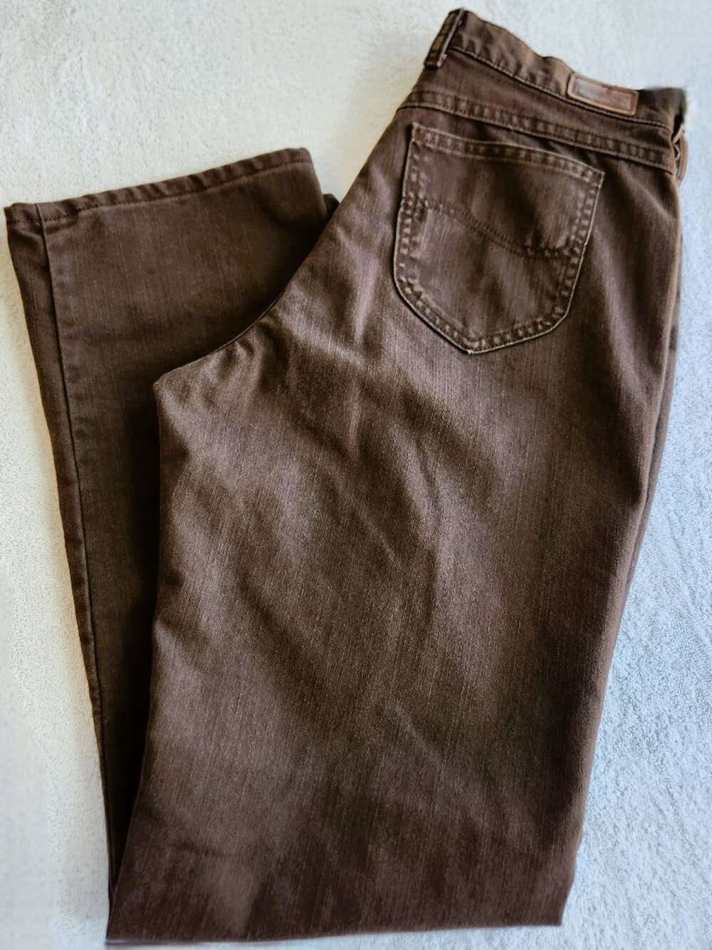Lee Womens Relaxed Straight Leg Jeans Size 12 Long Brown Denim Mid Rise
